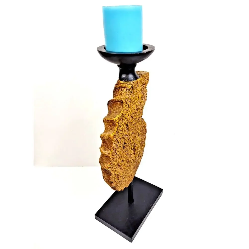 Vintage Nautical Sculpted Conch Shell Pillar Candle Holder 18